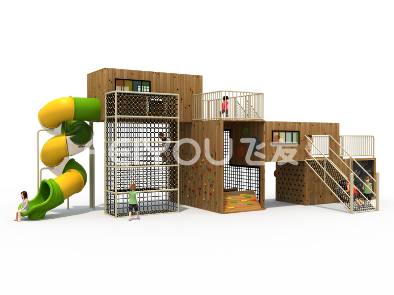 FY305-01地產幼兒木質組合滑梯-公園無動力實木游樂設施